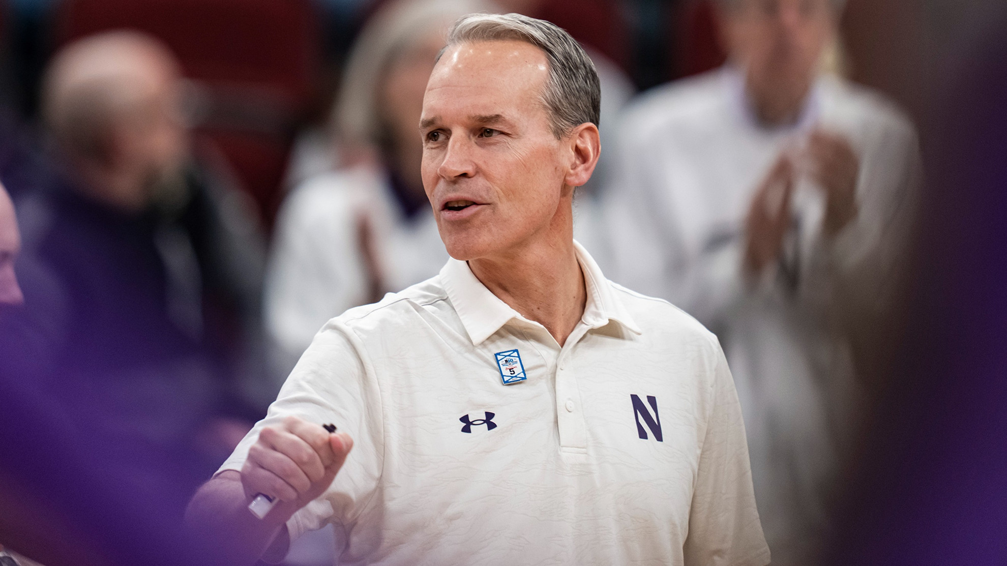 Northwestern head men's basketball coach Chris Collins prepares for a Big Ten Tournament game against Purdue.